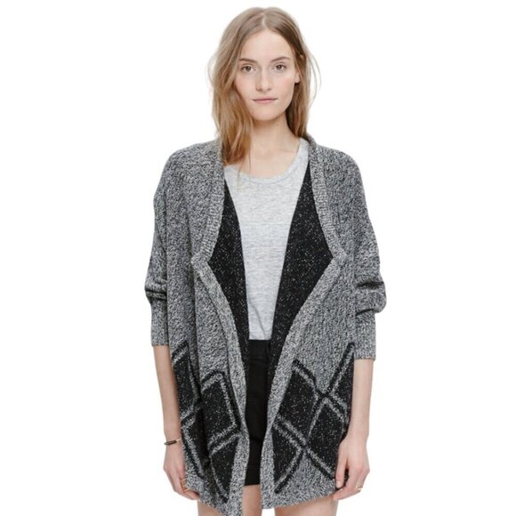 Madewell Cardigan Womens Size XS/S Gray & Black All Angels Batwing Open Front - Picture 3 of 15